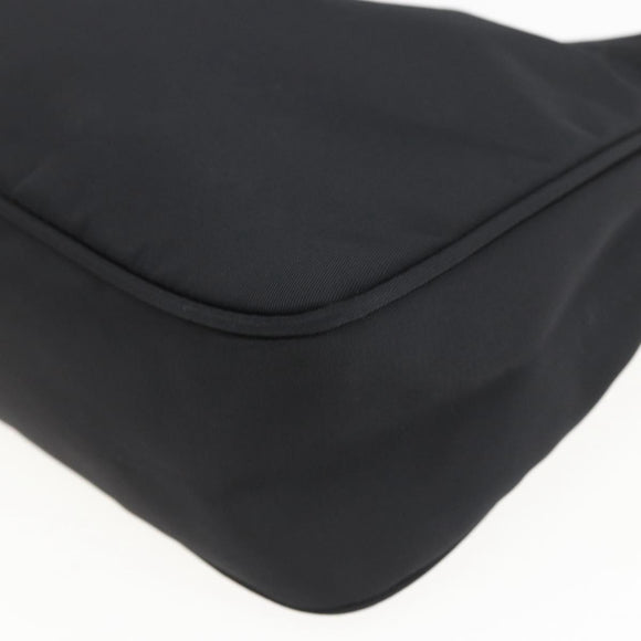 PRADA Hand Bag Nylon Black Silver Auth 153589V