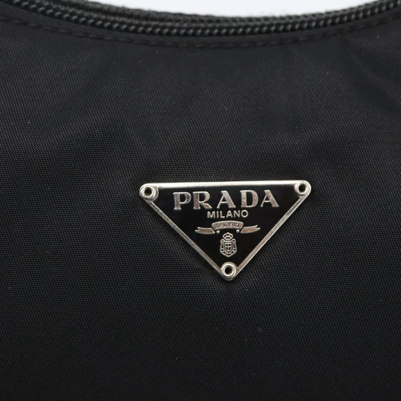 PRADA Hand Bag Nylon Black Silver Auth 153589V