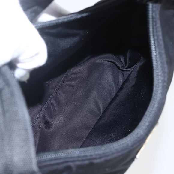 PRADA Hand Bag Nylon Black Silver Auth 153589V