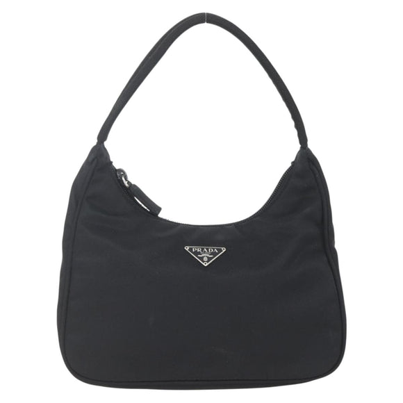 PRADA Hand Bag Nylon Black Silver Auth 153589V