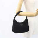 PRADA Hand Bag Nylon Black Silver Auth 153589V-22