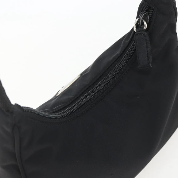 PRADA Hand Bag Nylon Black Silver Auth 153589V