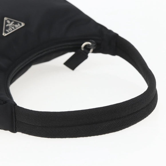 PRADA Hand Bag Nylon Black Silver Auth 153589V
