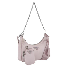 PRADA RE-Edition 2005 Shoulder Bag Nylon 2way Pink Silver Auth 153590V