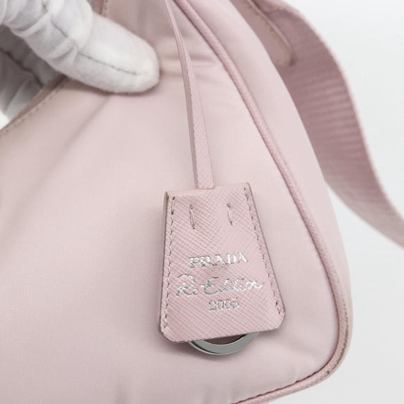 PRADA RE-Edition 2005 Shoulder Bag Nylon 2way Pink Silver Auth 153590V