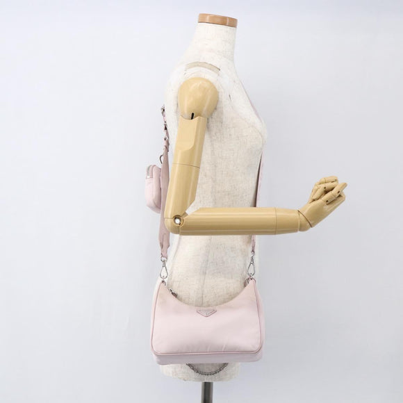 PRADA RE-Edition 2005 Shoulder Bag Nylon 2way Pink Silver Auth 153590V