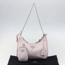 PRADA RE-Edition 2005 Shoulder Bag Nylon 2way Pink Silver Auth 153590V-12