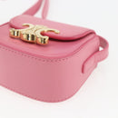 CELINE Triomphe Mini Claude Shoulder Pouch Calf Skin Pink Gold Auth 153596SAM-8