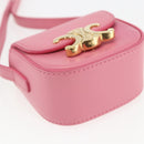 CELINE Triomphe Mini Claude Shoulder Pouch Calf Skin Pink Gold Auth 153596SAM-15