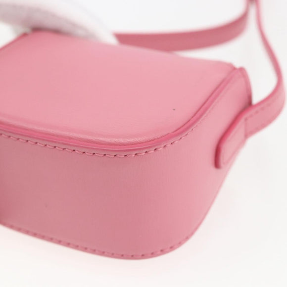 CELINE Triomphe Mini Claude Shoulder Pouch Calf Skin Pink Gold Auth 153596SAM