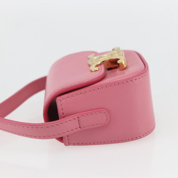 CELINE Triomphe Mini Claude Shoulder Pouch Calf Skin Pink Gold Auth 153596SAM