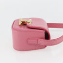 CELINE Triomphe Mini Claude Shoulder Pouch Calf Skin Pink Gold Auth 153596SAM-4