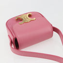 CELINE Triomphe Mini Claude Shoulder Pouch Calf Skin Pink Gold Auth 153596SAM-6