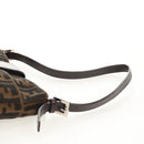 FENDI Zucca Canvas Mamma Baguette Shoulder Bag Black Brown Auth 153620SAV-14