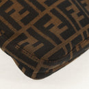 FENDI Zucca Canvas Mamma Baguette Shoulder Bag Black Brown Auth 153620SAV-15