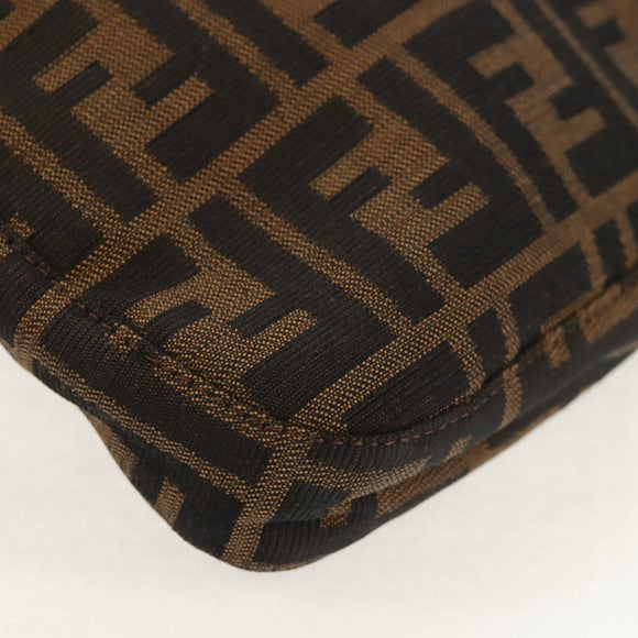 FENDI Zucca Canvas Mamma Baguette Shoulder Bag Black Brown Auth 153620SAV