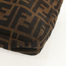 FENDI Zucca Canvas Mamma Baguette Shoulder Bag Black Brown Auth 153620SAV-16
