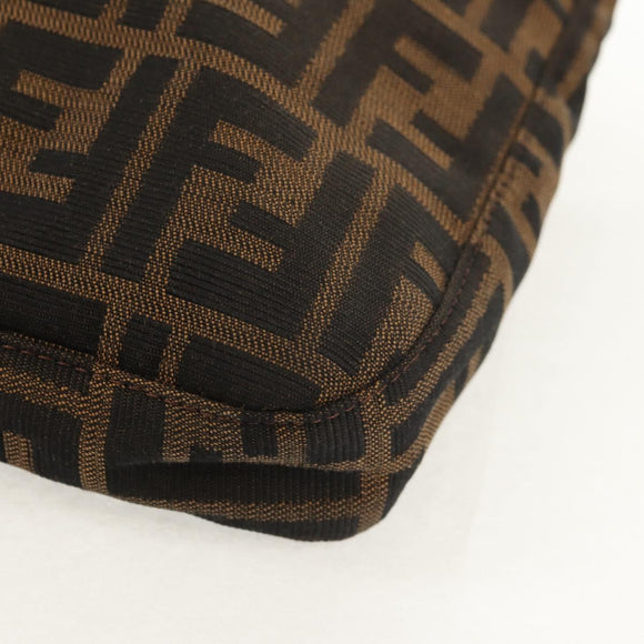 FENDI Zucca Canvas Mamma Baguette Shoulder Bag Black Brown Auth 153620SAV