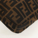 FENDI Zucca Canvas Mamma Baguette Shoulder Bag Black Brown Auth 153620SAV-17