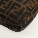 FENDI Zucca Canvas Mamma Baguette Shoulder Bag Black Brown Auth 153620SAV-18