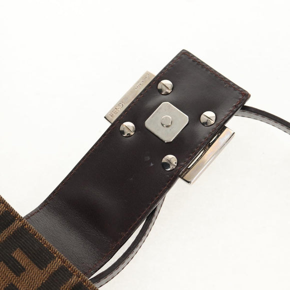 FENDI Zucca Canvas Mamma Baguette Shoulder Bag Black Brown Auth 153620SAV