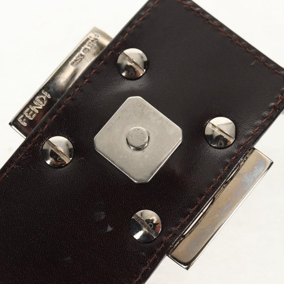 FENDI Zucca Canvas Mamma Baguette Shoulder Bag Black Brown Auth 153620SAV