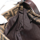 FENDI Zucca Canvas Mamma Baguette Shoulder Bag Black Brown Auth 153620SAV-24