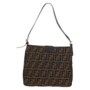 FENDI Zucca Canvas Mamma Baguette Shoulder Bag Black Brown Auth 153620SAV-2