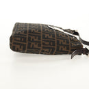 FENDI Zucca Canvas Mamma Baguette Shoulder Bag Black Brown Auth 153620SAV-4