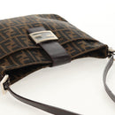 FENDI Zucca Canvas Mamma Baguette Shoulder Bag Black Brown Auth 153620SAV-6