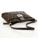FENDI Zucca Canvas Mamma Baguette Shoulder Bag Black Brown Auth 153620SAV-7