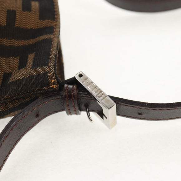 FENDI Zucca Canvas Mamma Baguette Shoulder Bag Black Brown Auth 153620SAV