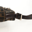FENDI Zucca Canvas Mamma Baguette Shoulder Bag Black Brown Auth 153620SAV-9