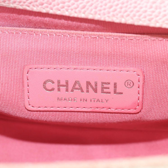 CHANEL Chain Boy Chanel Shoulder Bag Caviar Skin Rainbow CC Auth 153621SAM