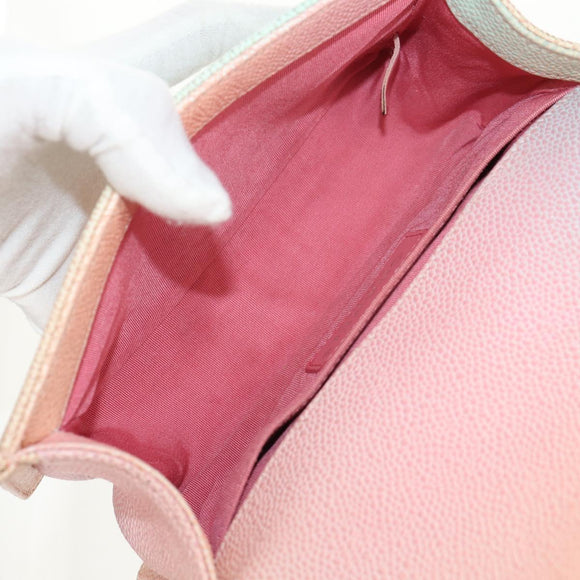 CHANEL Chain Boy Chanel Shoulder Bag Caviar Skin Rainbow CC Auth 153621SAM