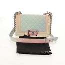 CHANEL Chain Boy Chanel Shoulder Bag Caviar Skin Rainbow CC Auth 153621SAM-26