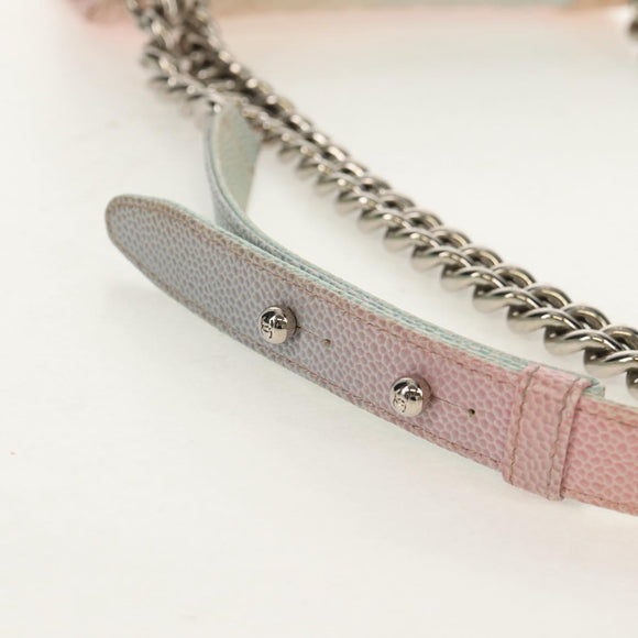 CHANEL Chain Boy Chanel Shoulder Bag Caviar Skin Rainbow CC Auth 153621SAM