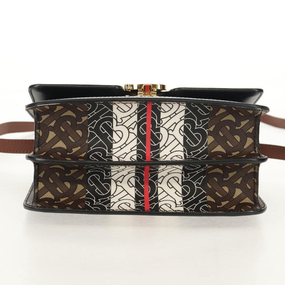 BURBERRY TB Monogram Shoulder Bag PVC Gold Brown 8031708 Auth 153622SM