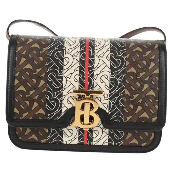 BURBERRY TB Monogram Shoulder Bag PVC Gold Brown 8031708 Auth 153622SM