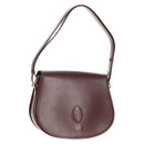 CARTIER Must Line Shoulder Bag Leather Bordeaux Gold Auth 153624V-1