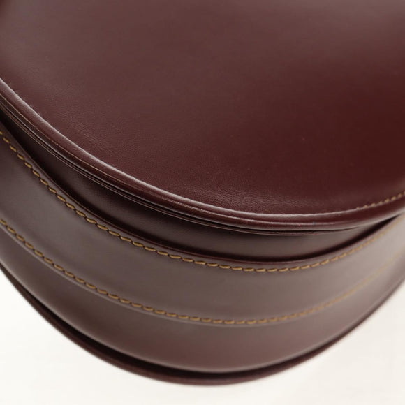CARTIER Must Line Shoulder Bag Leather Bordeaux Gold Auth 153624V