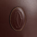 CARTIER Must Line Shoulder Bag Leather Bordeaux Gold Auth 153624V-15