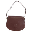CARTIER Must Line Shoulder Bag Leather Bordeaux Gold Auth 153624V-2
