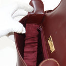 CARTIER Must Line Shoulder Bag Leather Bordeaux Gold Auth 153624V-21