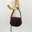 CARTIER Must Line Shoulder Bag Leather Bordeaux Gold Auth 153624V-25