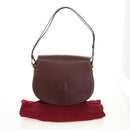 CARTIER Must Line Shoulder Bag Leather Bordeaux Gold Auth 153624V-26