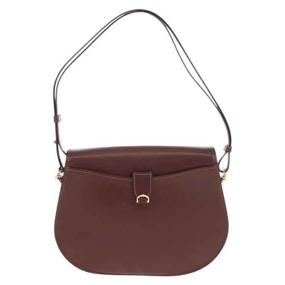 CARTIER Must Line Shoulder Bag Leather Bordeaux Gold Auth 153624V