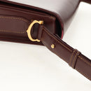 CARTIER Must Line Shoulder Bag Leather Bordeaux Gold Auth 153624V-8