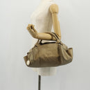 LOEWE Hand Bag Leather Gold Metallic brown Auth 153627V-24