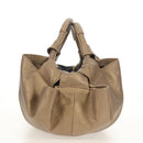 LOEWE Hand Bag Leather Gold Metallic brown Auth 153627V-3